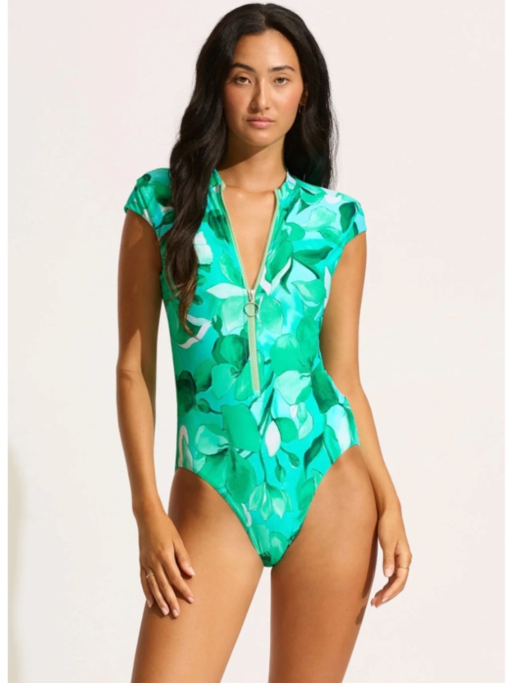 Seafolly Secret Garden Zip Front One Piece Size 8